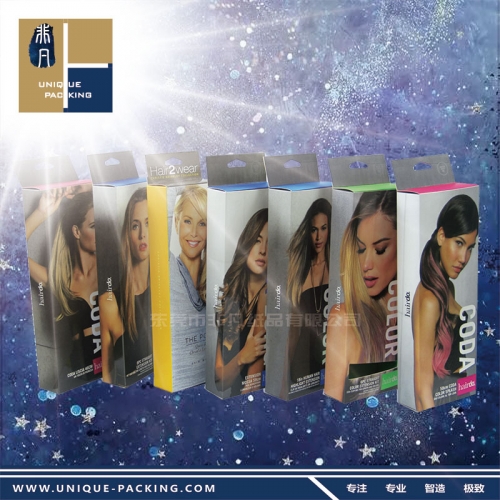 USA Hairdo Gift box printing Logo hair wigs extension packaging paper box 