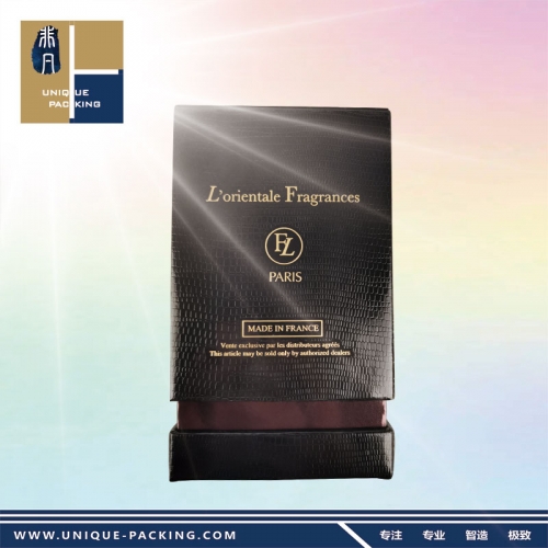 L‘orientale Fragrances Paris custom logo textured paper cosmetic packaging box for essential oil perfume