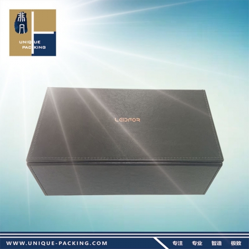 Factory black box PU leather box with customized Logo for cup